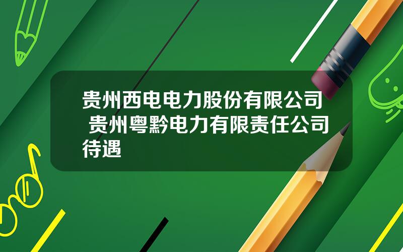 贵州西电电力股份有限公司 贵州粤黔电力有限责任公司待遇